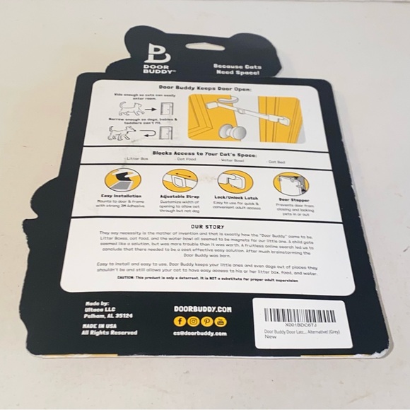 Door Buddy Door Strap & Door Stop Keeps Out Dogs Babies Toddlers From Litter Box - Picture 7 of 9